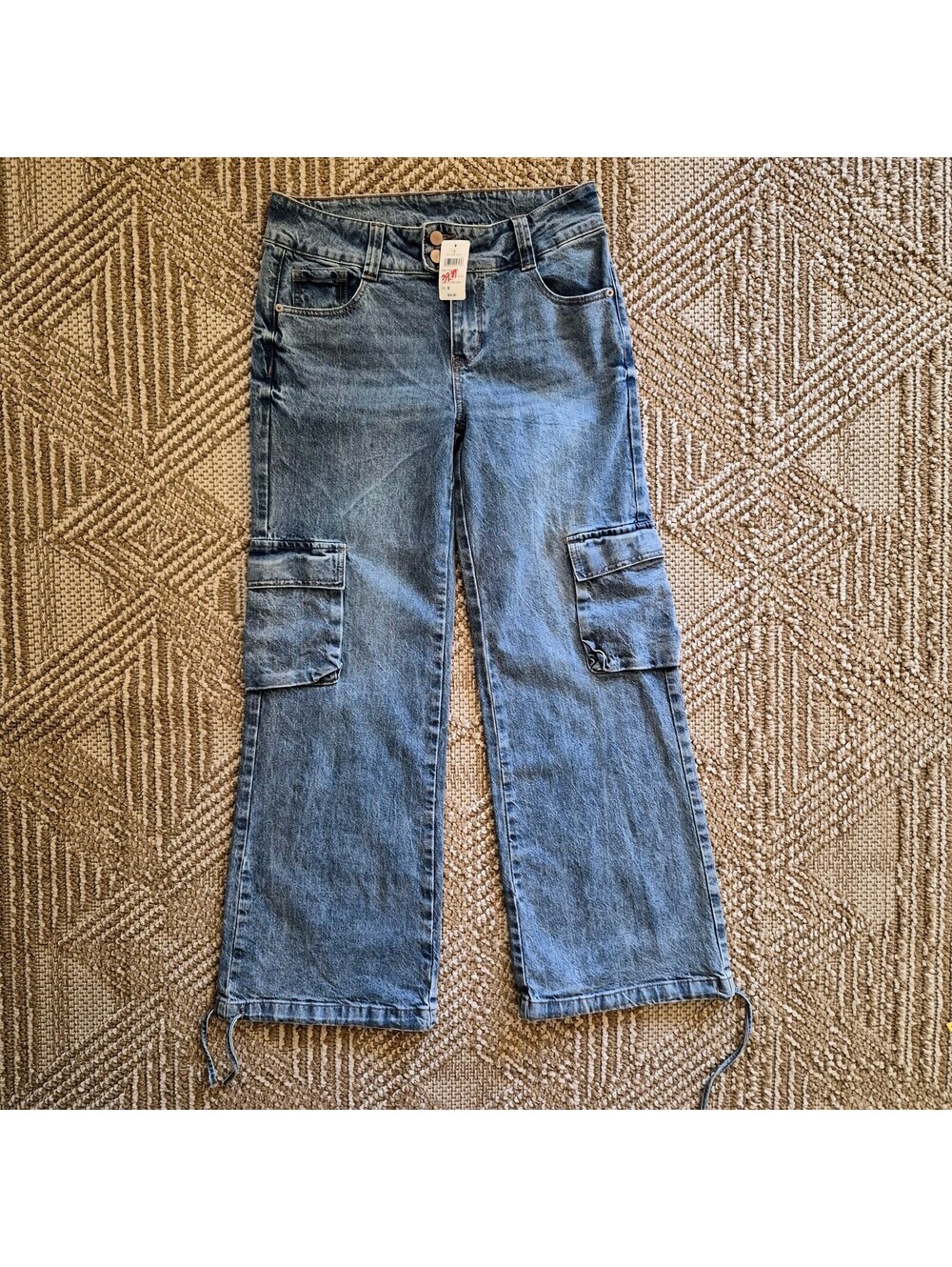 NWT Windsor 90's Style Low Rise Off Duty Baggy Cargo Jeans Cyber Wide Leg 9